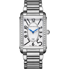 Montre Aerowatch Lady Classique, cadran rectangulaire argenté