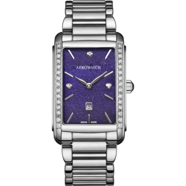 Montre Aerowatch Intuition Lady Diamonds Quartz, cadran violet