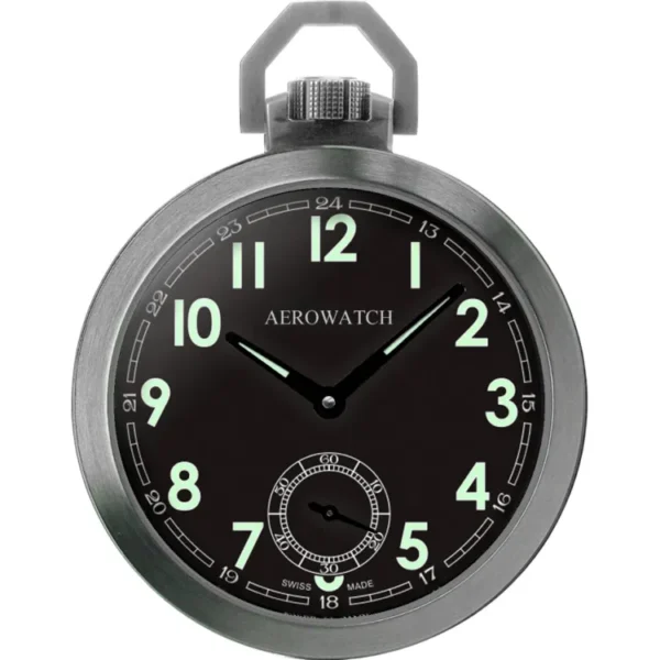 Montre Aerowatch Acier remontage manuel, cadran noir