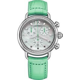 Montre Aerowatch Chrono Lady vert pastel