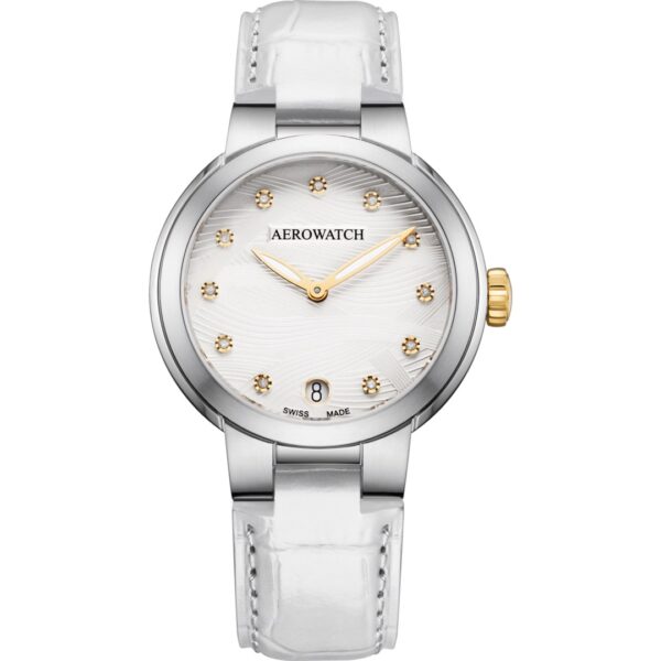 Montre Aerowatch Lady Quartz, cadran or et blanc