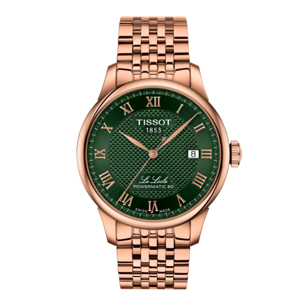 Montre Tissot Le Locle 39.3mm, cadran vert et bracelet doré