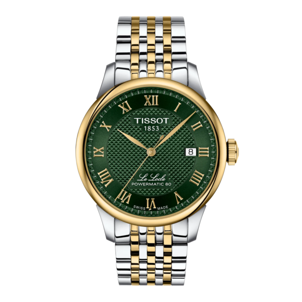 Montre Tissot Le Locle 39.3mm, cadran vert, bracelet bicolore