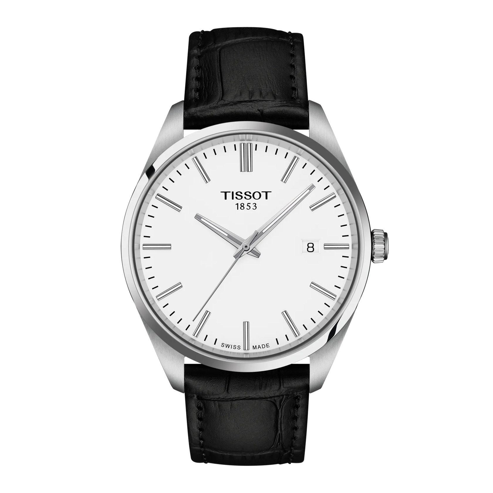 Montre Tissot PR 100 40mm, cadran blanc, bracelet noir