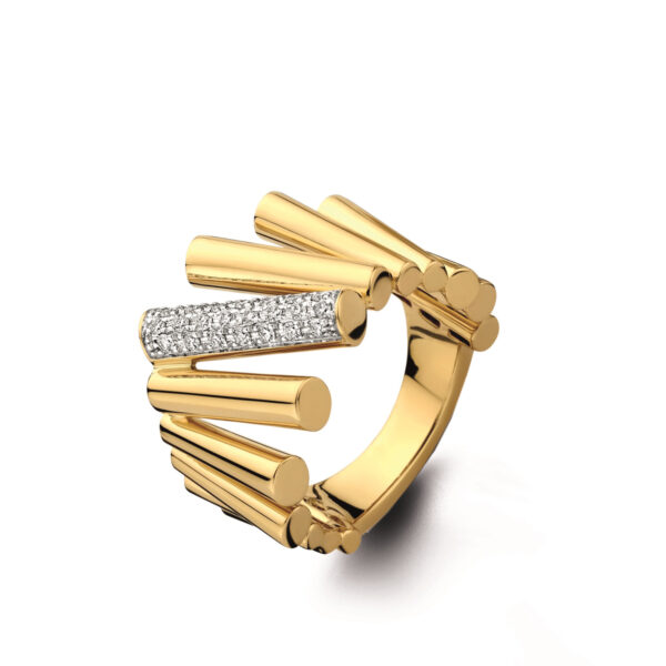 Bague or jaune 750/18 ct. originale avec 22 diamants 0.25 ct Lediamant.ch 068646a